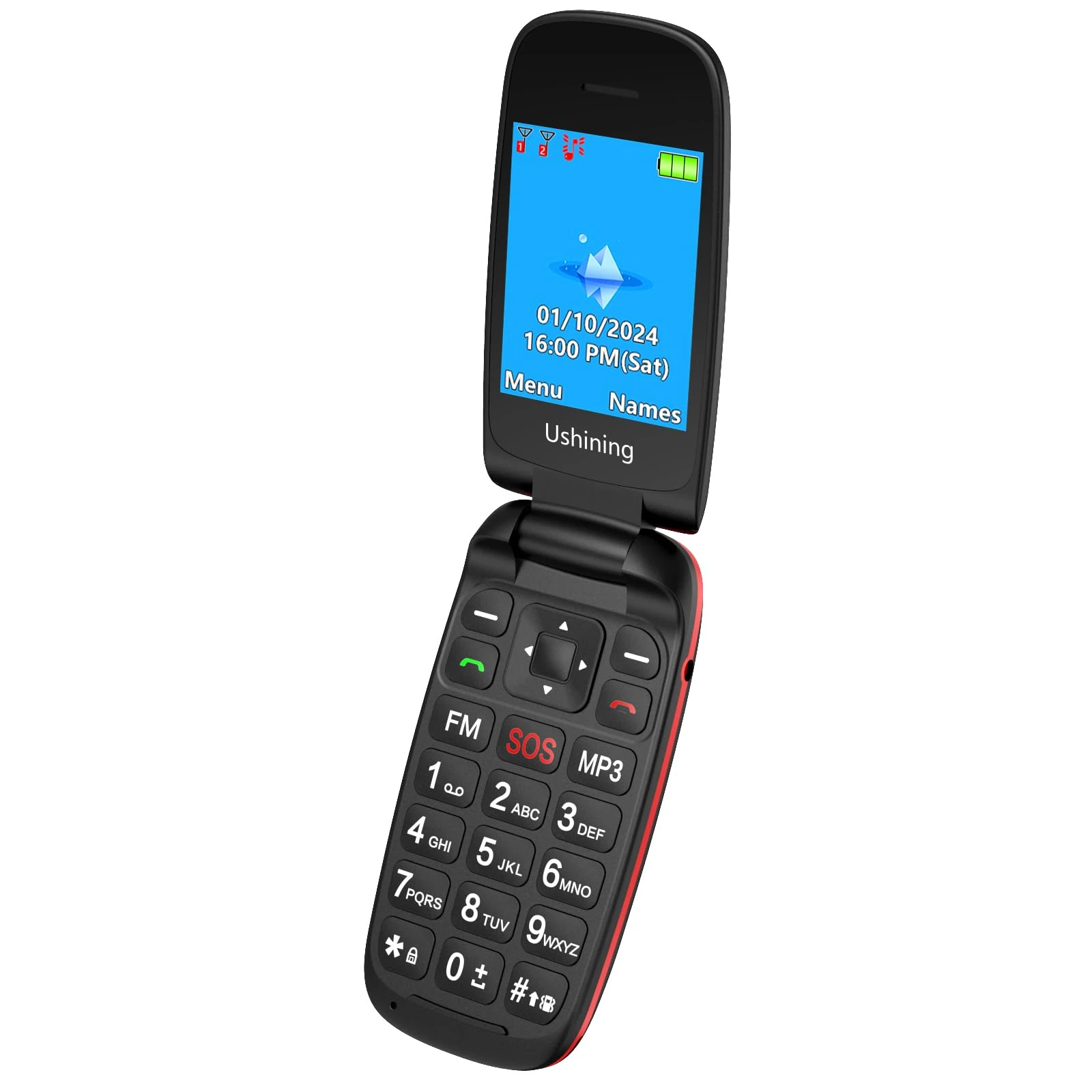 CHAKEYAKE 2G Flip Phone Unlocked Basic Phones with Large Icon Easy to Use Mobile Phone for Seniors and Kids (Black)