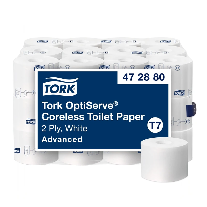 Tork 472880 Advanced Coreless High Capacity Toilet Tissue, 2-PLY, for T7 System, 1000 Sheets/Roll, 333FT/Roll, 36 Rolls/Case