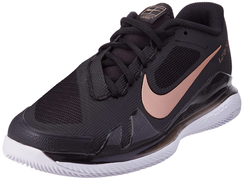 NIKE Women's Court Air Zoom Vapor Pro Low Sneakers, Black MTLC Red Bronze White, 5.5 UK