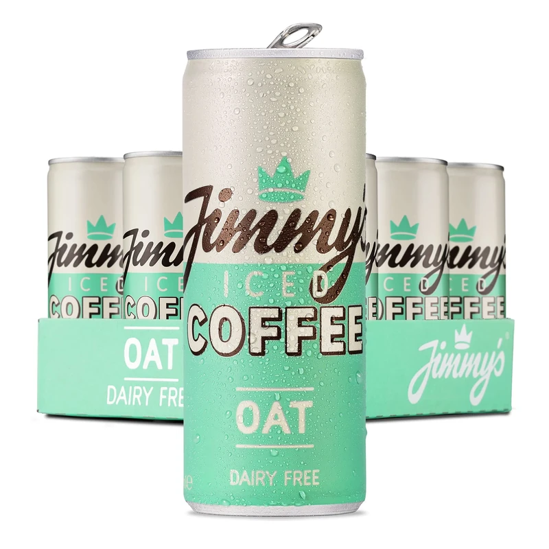 Jimmy's Iced Coffee Oat SlimCan 12x250ml Multipack - Dairy Free Vegan Iced Latte Coffee Case - Image 1