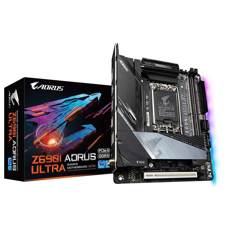 Gigabyte Z690I AORUS ULTRA Mini ITX Motherboard - Supports 12th Gen Intel Core Processors (LGA 1700), 10+2+1 VRM Design, DDR5-6200(OC) Memory, ALC4080 Audio, WIFI6 802.11ax & Intel 2.5GbE LAN - Image 1