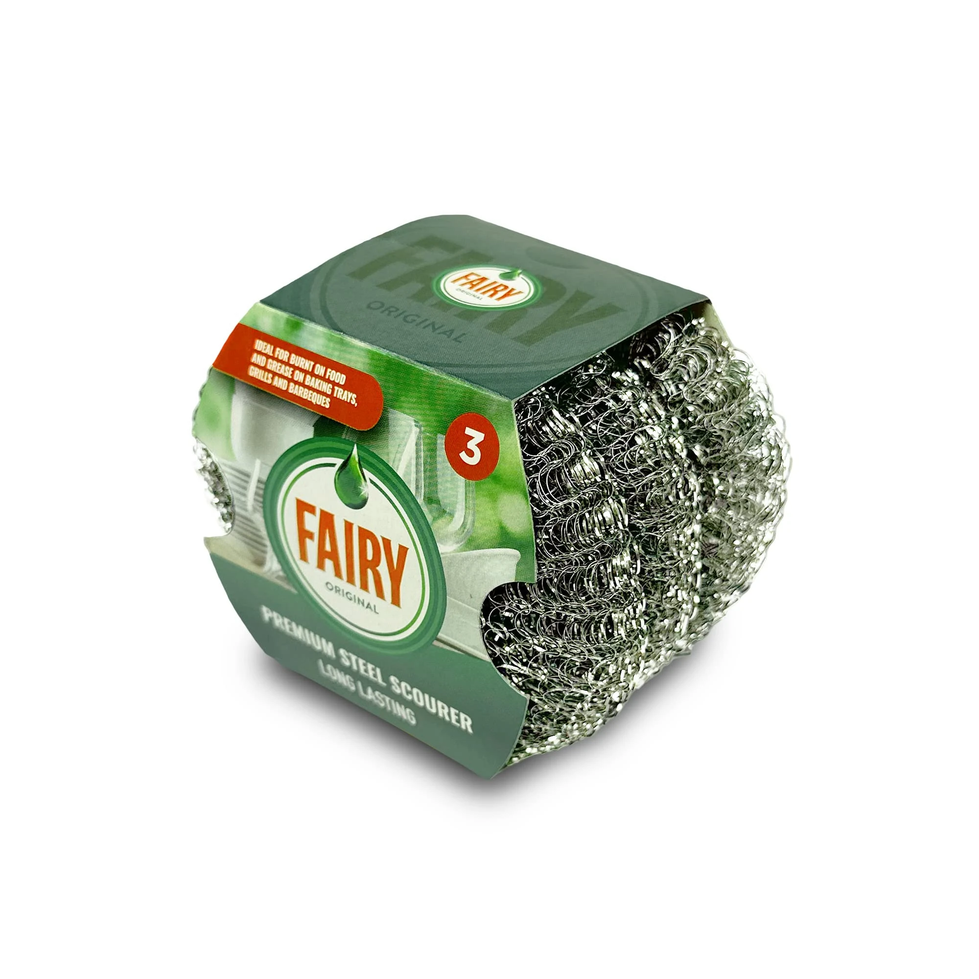 Addis Fairy Original Premium Steel Wool Pot & pan Scourers, Pack of 3, Steel,Stainless Steel,518944
