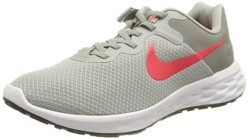NIKE Men's Nike Revolution 6 Flyease Trainers, Lt Smoke Grey Siren Red Particle Grey, 6 UK