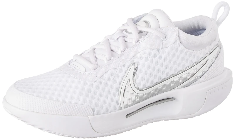 NIKE Women's Nikecourt Zoom Pro Trainers, White Metallic Silver, 3.5 UK