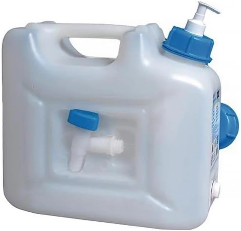 hünersdorff | 816510 Hygiene Canister | 12 L Water Canister Including 250 ml Soap Dispenser + Drain Tap | Natural - Image 1