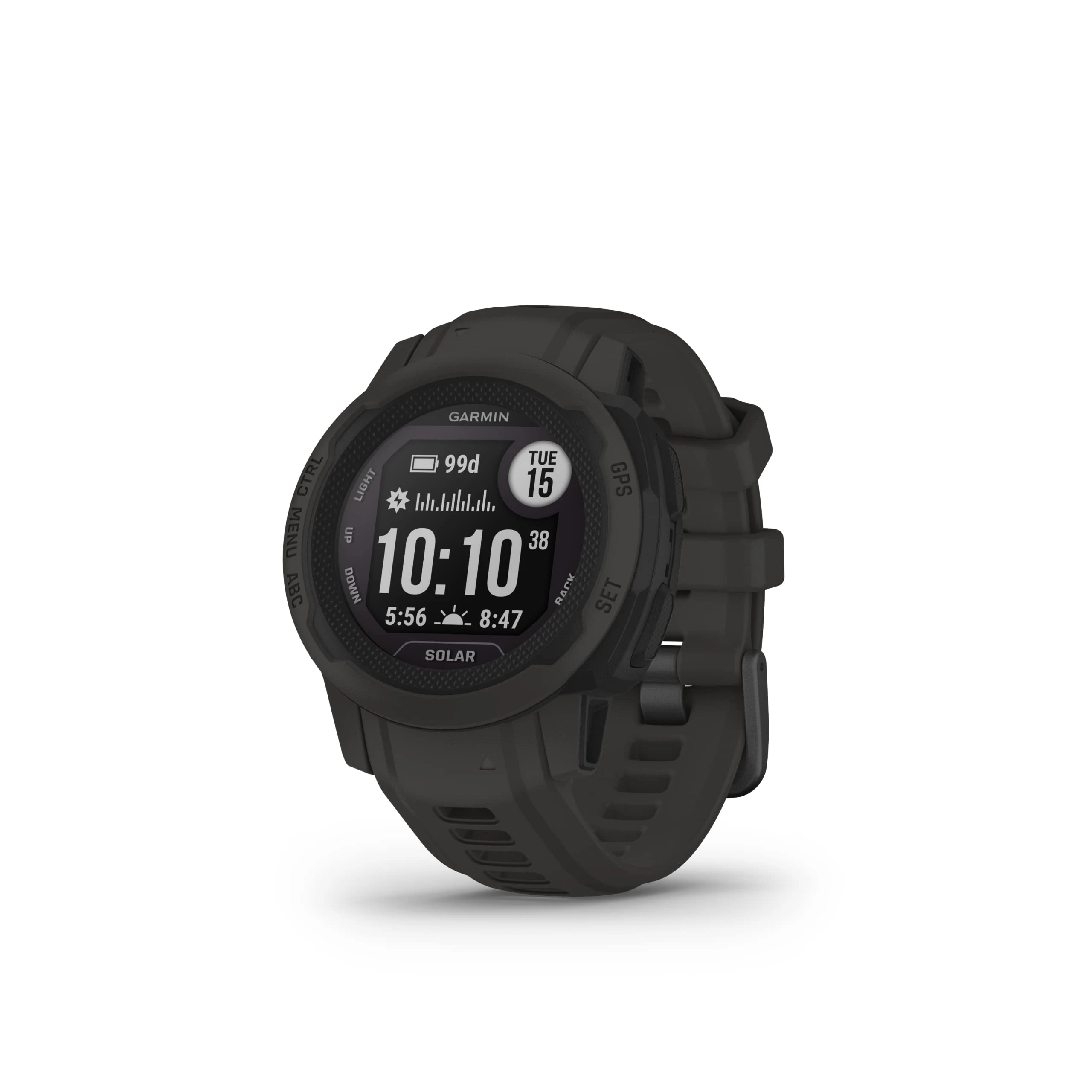 Garmin Instinct 2S Solar, Smaller-Sized Rugged Outdoor Watch with GPS, with Solar Charging Capabilities, Built for All Elements, Multi-GNSS Support, Tracback Routing and More, Graphite