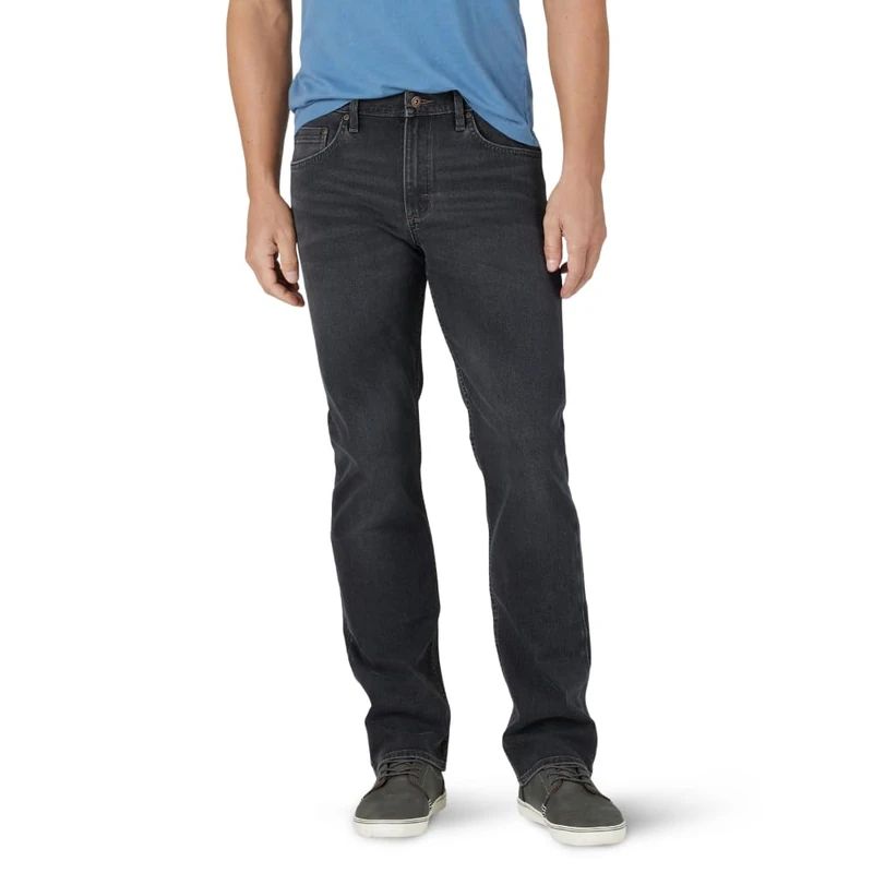 Wrangler Authentics Men's Slim Fit Straight Leg Jean, Black Charcoal, 42W x 30L