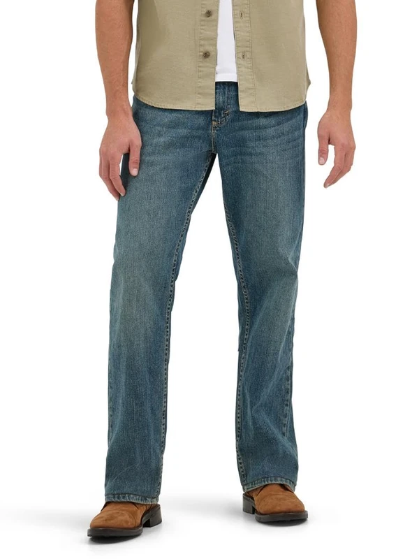Wrangler Men's Free-to-Stretch Relaxed Fit Jean, Grey Tint, 34W x 29L