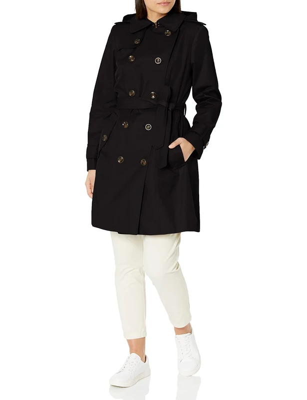 London Fog Women's Double breasted trench coat, black, S