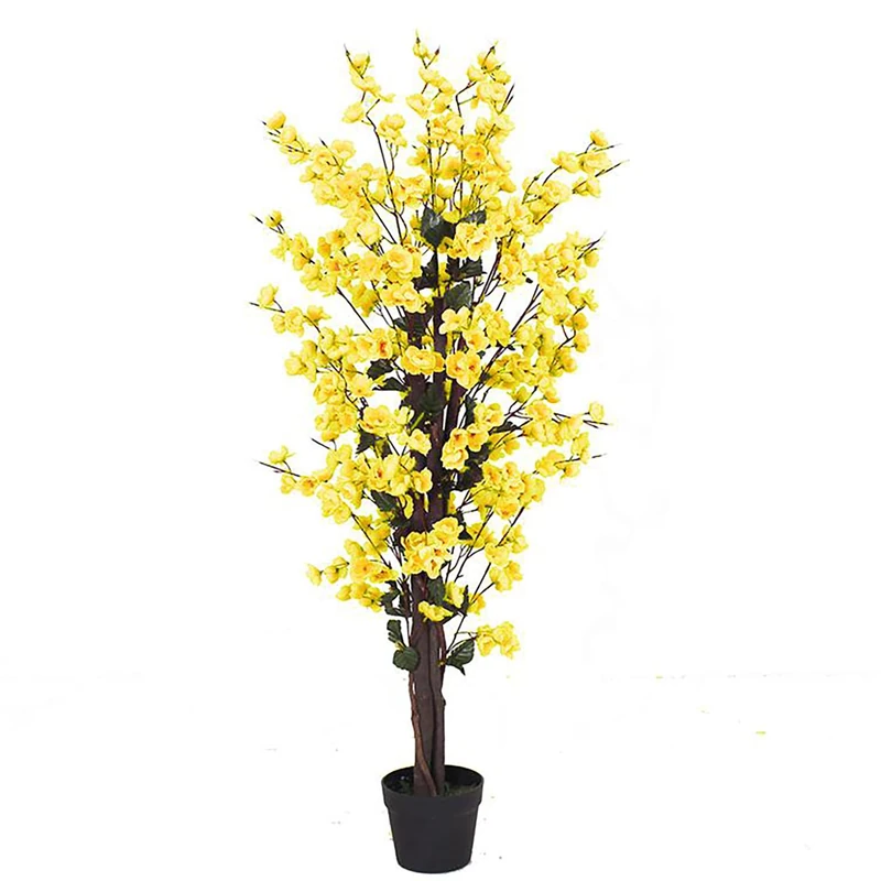 Leaf Design UK Realistic Artificial Blossom Tree, Twist Yellow, 120cm