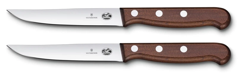 Victorinox Wood Steak Knife Set, 2 Piece, Ultra Sharp Knives with Straight Blade, Maple Handle