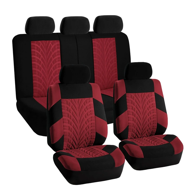 FH Group Car Seat Covers Full Set Premium Cloth - Universal Fit,Automotive SeatCover,Low Back Front SeatCover,Airbag Compatible,Split Bench Rear Seat,Washable SeatCover for SUV,Sedan Burgundy
