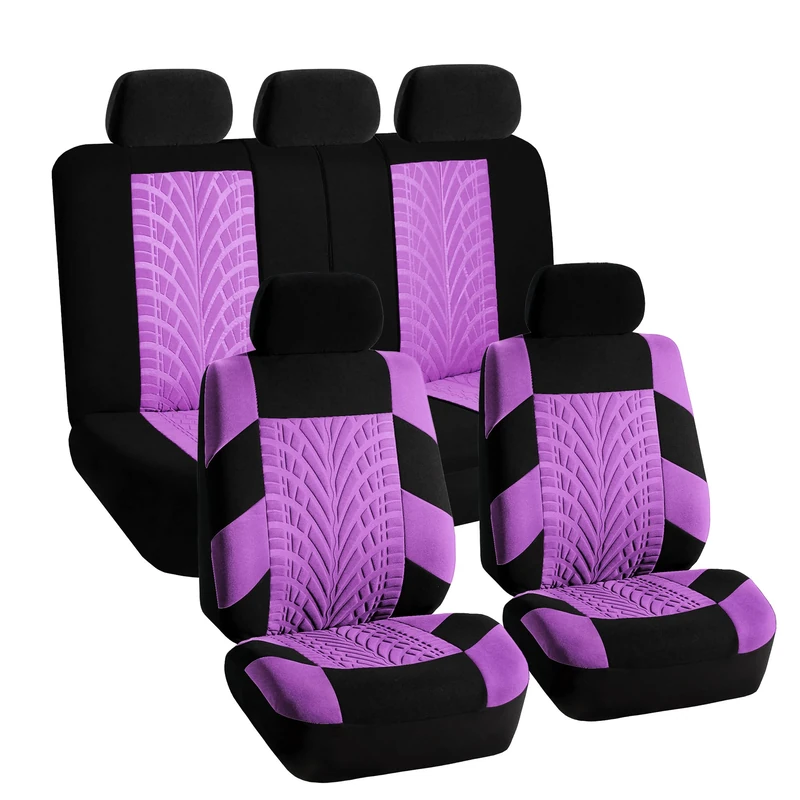 FH GROUP Car Seat Covers Full Set Premium Cloth - Universal Fit, Automotive Seat Cover, Low Back Front Seat Covers, Airbag Compatible, Split Bench Rear Seat, Washable Seat Cover for SUV, Sedan Purple