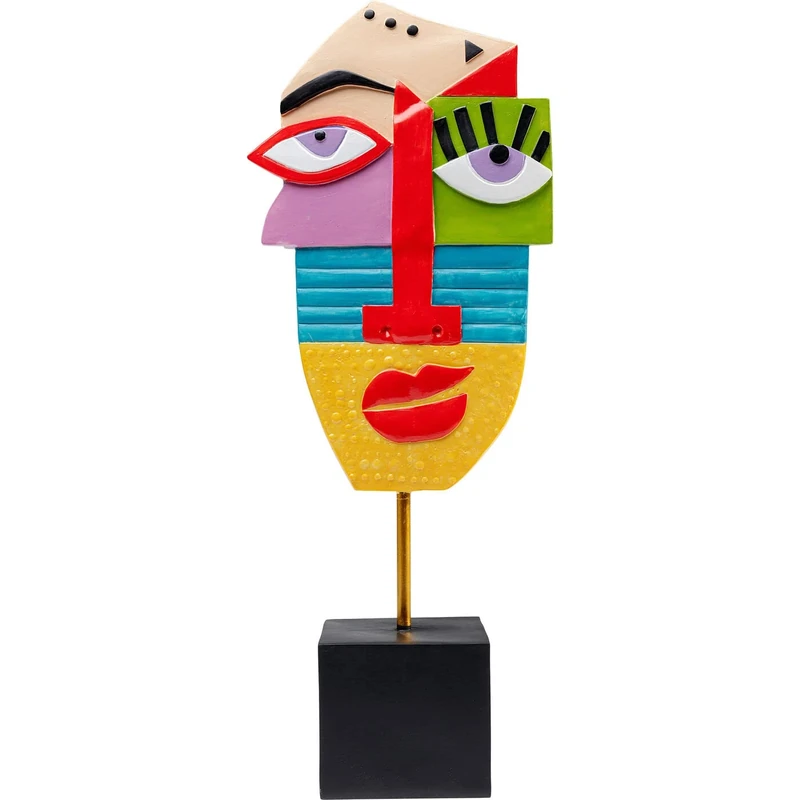 Kare Design Deco Object Abstract Face, Multicolour, Steel, Modern Art, Handpainted, Each Piece Unique, Gift Idea, Decorative Home Accessories, Room Decor for Living Room, 52x21x11cm (H/W/D