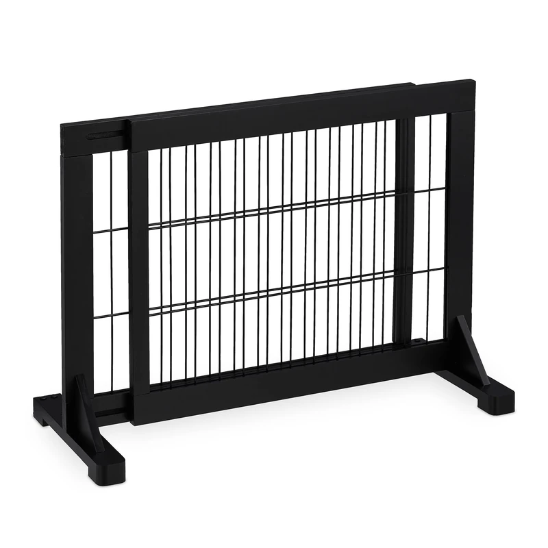 Relaxdays Safety Gate for Children & Pets, HxD: 56 x 70-115 cm, with Feet and Floor Protectors, Free-Standing, Black