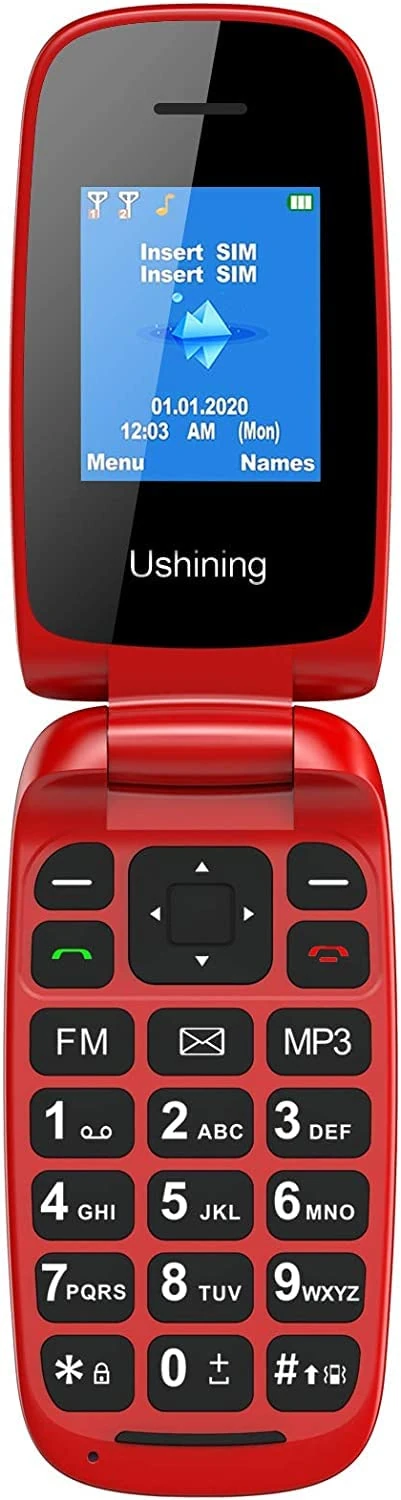 CHAKEYAKE 2G Flip Phone Unlocked Basic Cell Phone with Large Icon Easy to Use Mobile Phone for Seniors and Kids (Red)