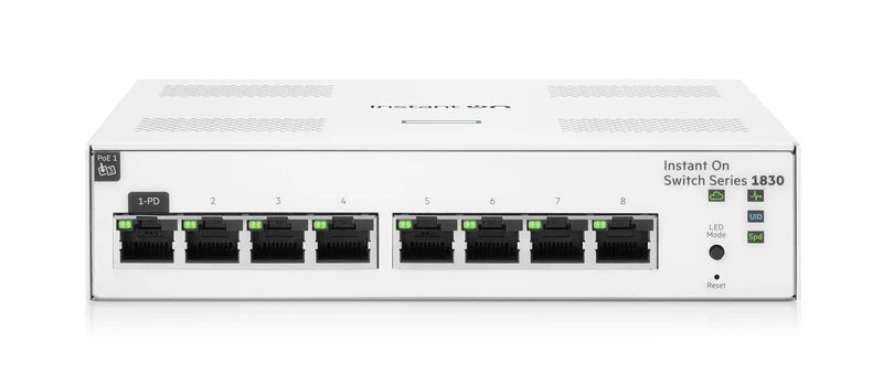 HPE Networking Instant On Switch Series 1830 8-Port Gb Smart-managed Layer 2 Ethernet Switch | 8x 1G | Fan-less | UK Cord (JL810A#ACC)