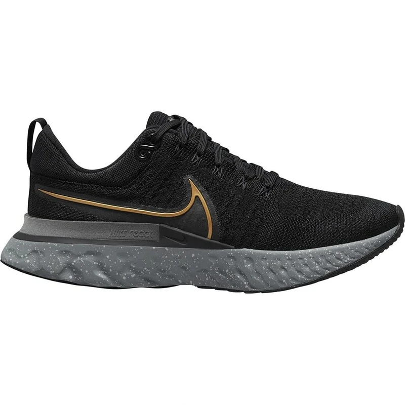 NIKE Men's React Infinity Run FK 2 Sneaker, Black/Metallic Gold, 11.5 UK