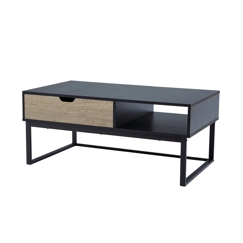 Teamson Home Bryson Wooden Coffee Table & Storage, Modern Rectangular Table Desk with Adjustable Lift-Top for Living Room, Reception Room or Study