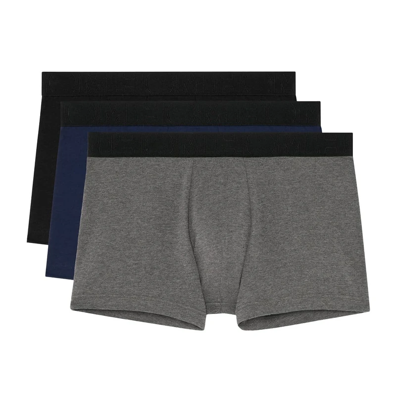 HOM Men's Lot de 3 Boxers Tonal Pack #2 Briefs, Noir + gris + Marine, S