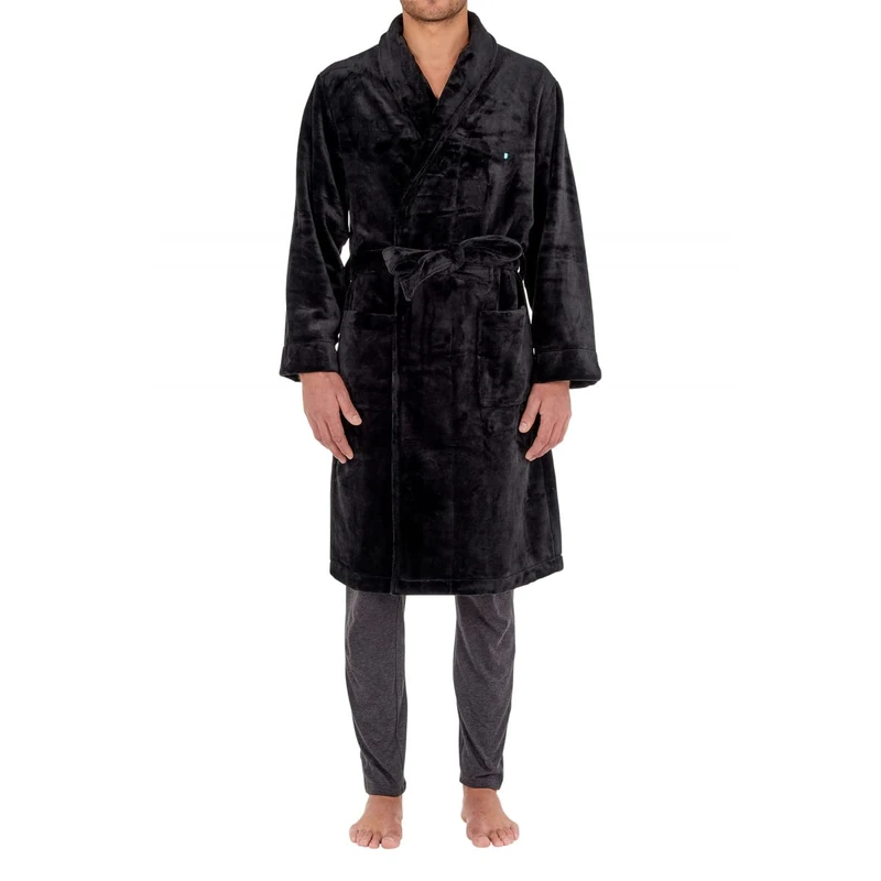 HOM Men's Robe de Chambre Nice Dressing Gown, Noir, XXL - Image 1