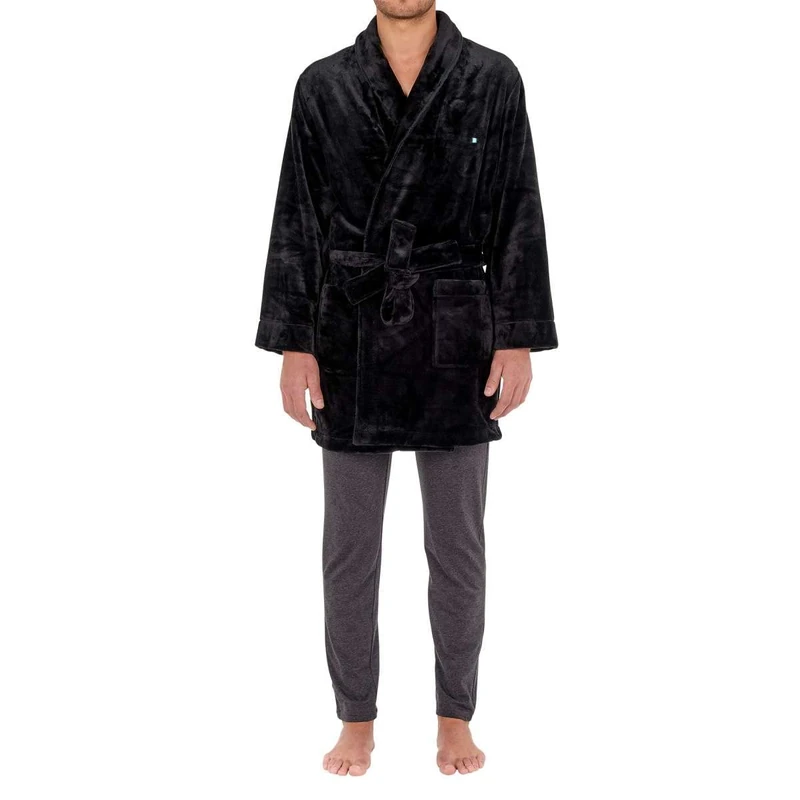 AIPING Men's Robe de Chambre Courte Nice Short Dressing Gown, Feft Rear, M - Image 1
