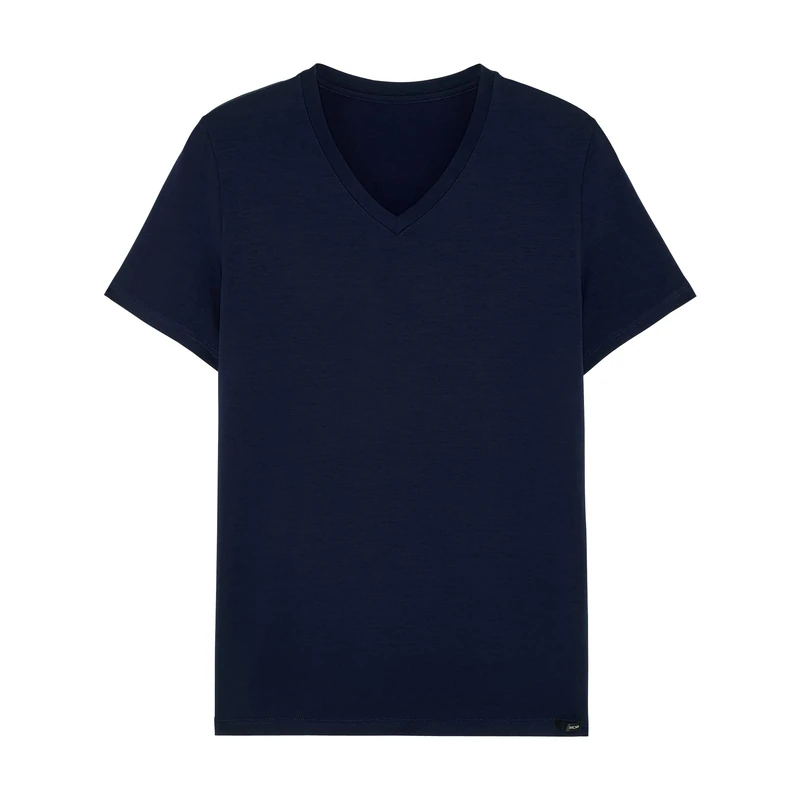 HOM Men's T-Shirt Col V Tencel Soft Women's, Navy Blue, S