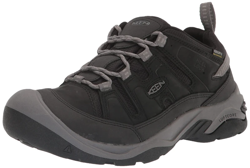 KEEN Men's Circadia Low Height Comfortable Waterproof Hiking Shoes, Black/Steel Grey, 6