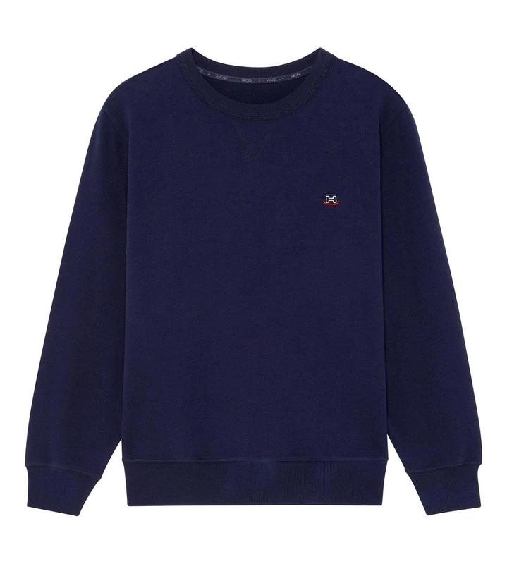 HOM Men's Sweat-Shirt Col Rond Sport Lounge Pajama Top, Blue, L