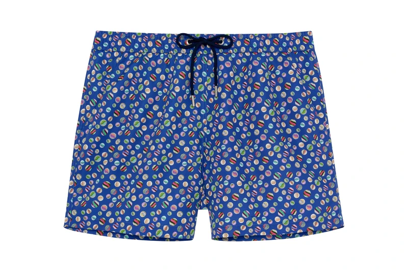 HOM Men's Short de Bain Socoa Swim Briefs, Navy Print, L