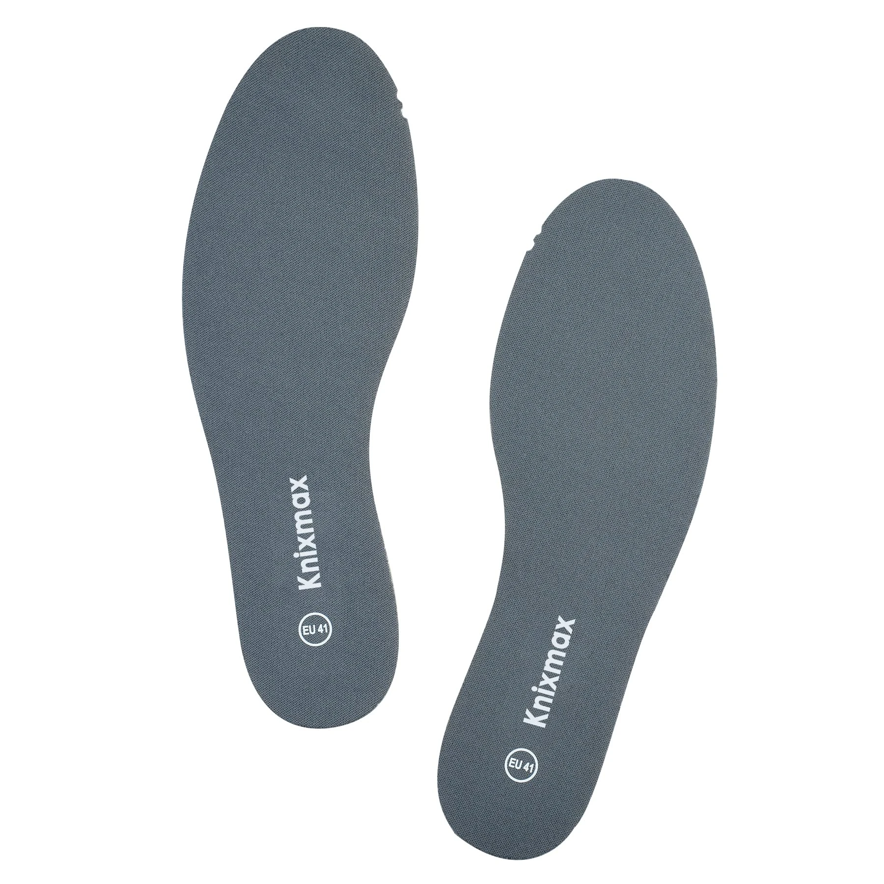 Knixmax Men Memory Foam Insoles Soft Cushioned Inner Soles Comfort Shoe Pads for Trainers Running Shoes Walking Boots Grey 7UK-41EU