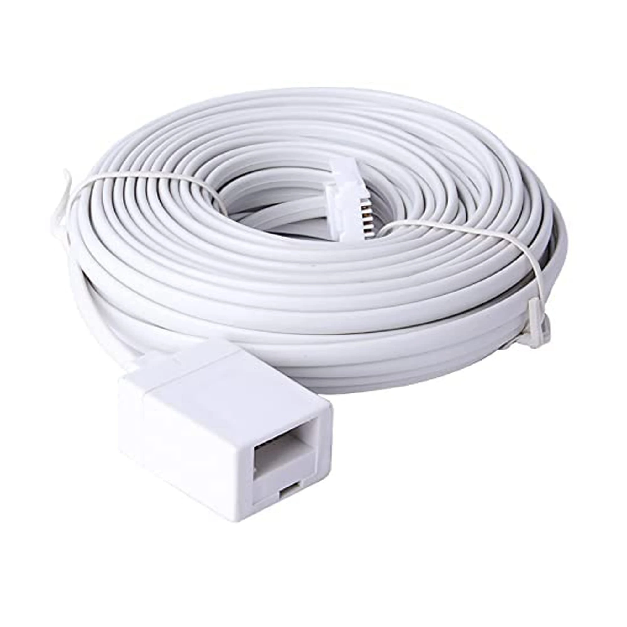 BT Telephone Extension Cable 15M, White Male to Female 6-Pin Straight Through for UK Landline Phone Cord Home & Office Fax Modem Extender 6 Wire
