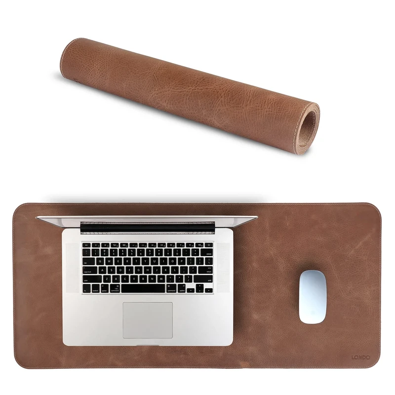 LONDO Genuine Leather Extended Mouse Pad - 74x33.5cm Desk Mat - Smooth & Non-Slip Surface