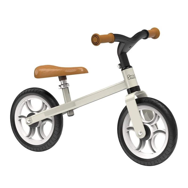 Smoby - First Bike - Beige - Lightweight Metal Balance Bike for Children - Silent Wheels - Adjustable Saddle - From 2 Years Old