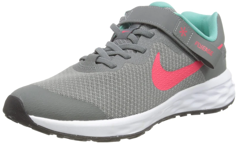 NIKE Boy's Nike Revolution 6 Flyease Sneaker, Pink Foam Black, 4 UK