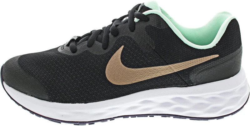 NIKE Unisex Kids Nike Revolution 6 Trainers Black Mtlc Red Bronze Mint Foam 5 UK