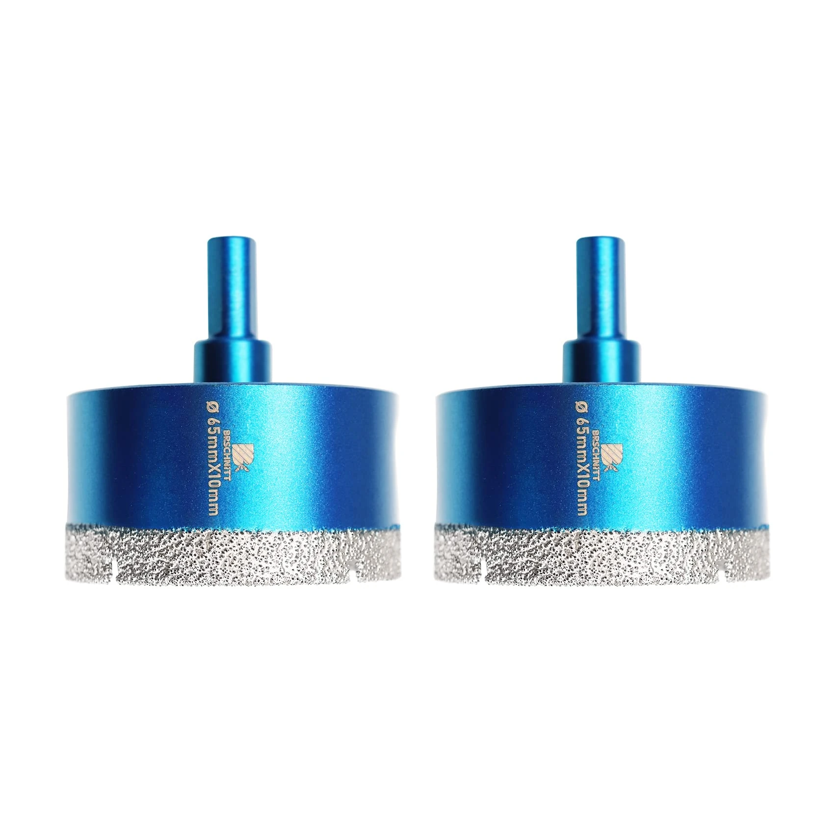 Dry Diamond Core Drill Bit Set,BRSCHNITT 2pcs 65mm Diamond Hole Saw Core Drill Bit with Triangle Shank for Porcelain Tile Ceramic Stone Granite Marble
