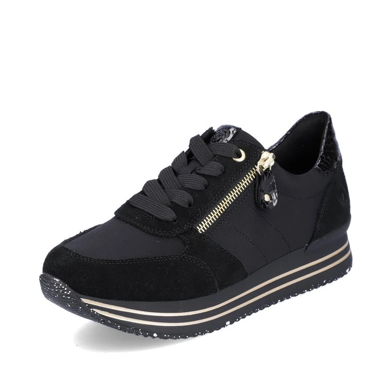 Remonte Women Lace-Up Shoes D1316, Ladies Casual lace-up Shoes,Trainer,Sneakers,Removable Insole,Laces,Sporty,Casual Shoe,Schwarz,37 EU / 4 UK