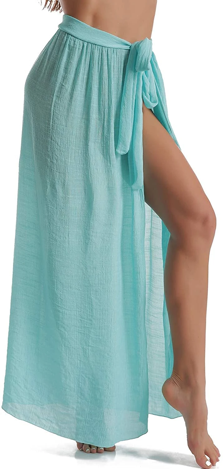 JFAN Women's Summer Side Strappy Half Beach Skirt Wrap Dress Green