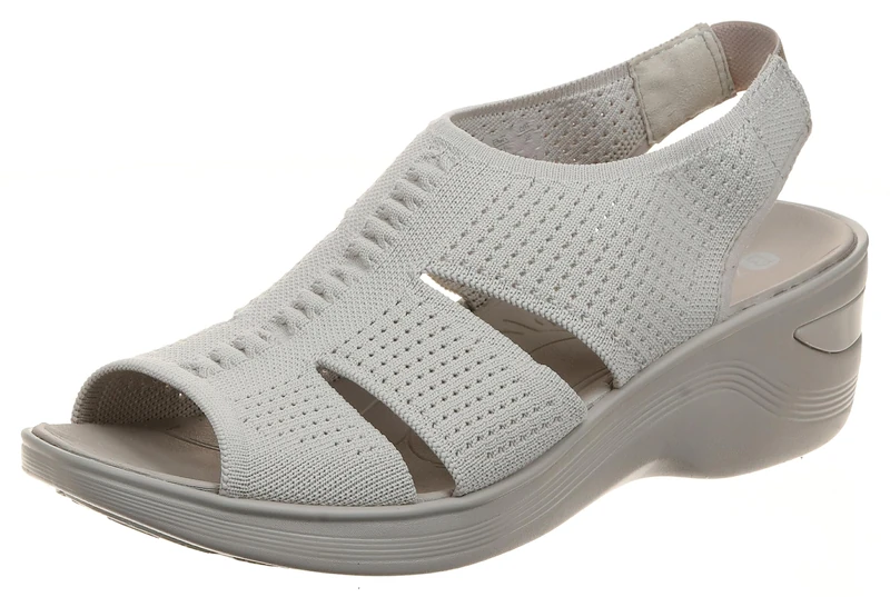 BZees Women's Double Up Wedge Sandal, Sand, 7 UK