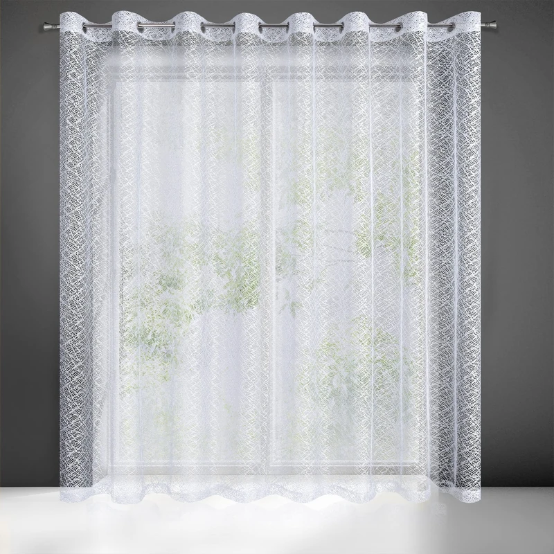 Eurofirany AMANDA Net Curtain with Eyelets - 1 Pc, Window Curtain, Transparent, Sheer Curtain for Living Room Bedroom Children's Room Dining Room, W118 x L98, White