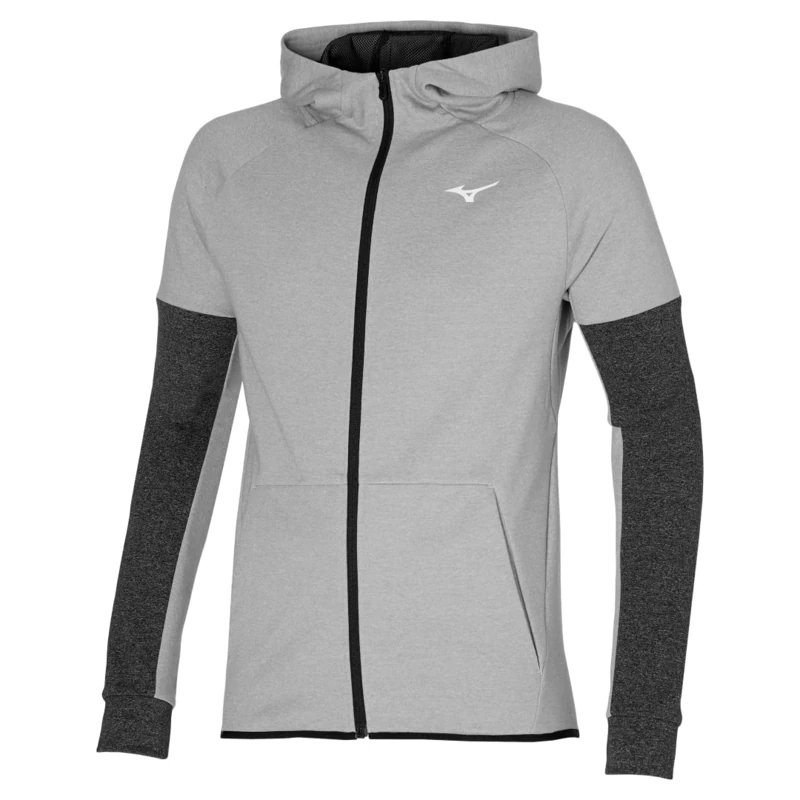 Mizuno Men's RB Sweat Hoodie Training, Gray/Black, M