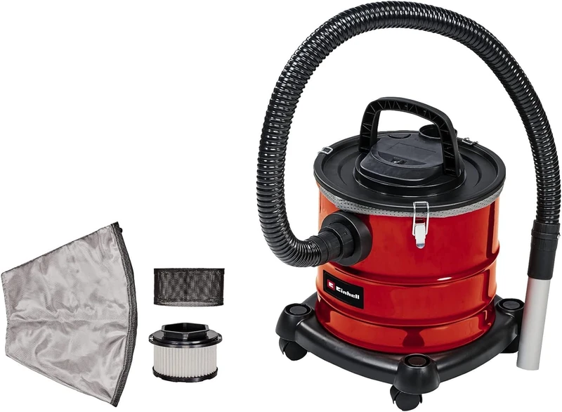 Einhell Ash Vacuum 1250W for Wood Burner Ashes With Fine Dust Filter, 20L Metal Tank With Carry Handle, 1M Hose and Aluminium Suction Nozzle TC-AV 1720 DW