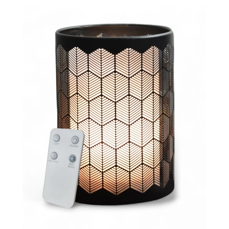 Zen'Arôme Verona Essential Oil Diffuser – Ultrasonic Aromatherapy Cold Diffuser – Electric Home Fragrance Diffuser with Remote Control – Candle Effect Led Lighting – Metal and Glass