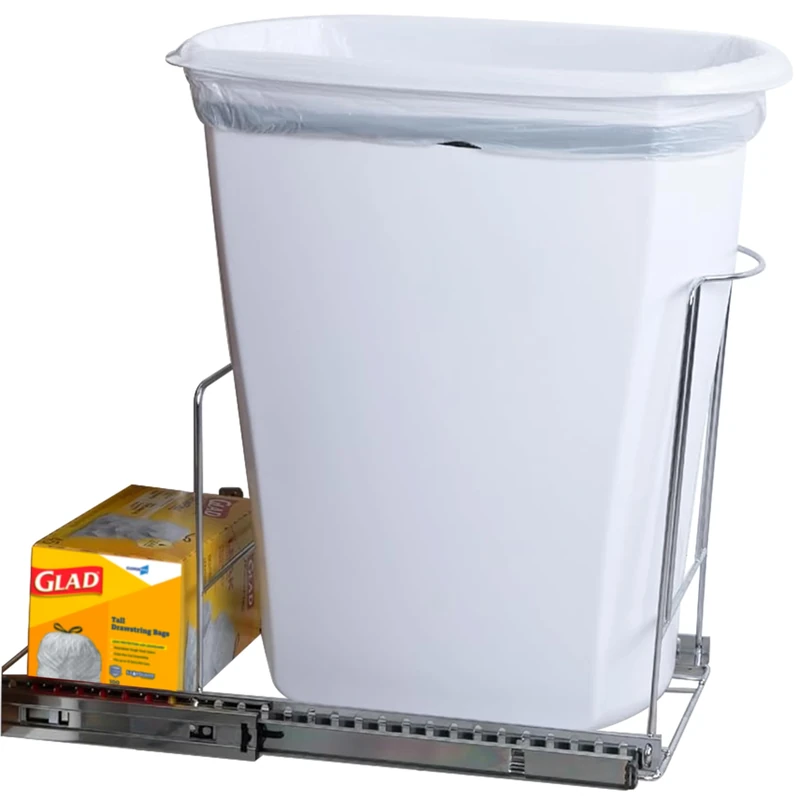 Hold N' Storage Pull Out Trash Can Under Cabinet- Trash Can Not Included, Heavy Duty w/ 5 Year Limited Warranty- Requires a 13”W X 22”D cabinet opening, adjustable- fits cans up to 10" x 20-1/4"