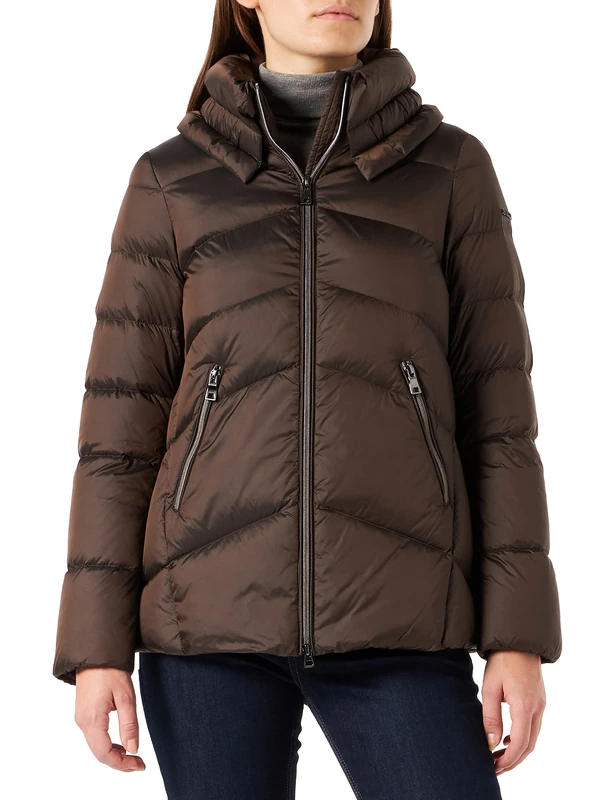 Geox Women's W ADRYA Down Coat, Dark Pinecone Brown, 40