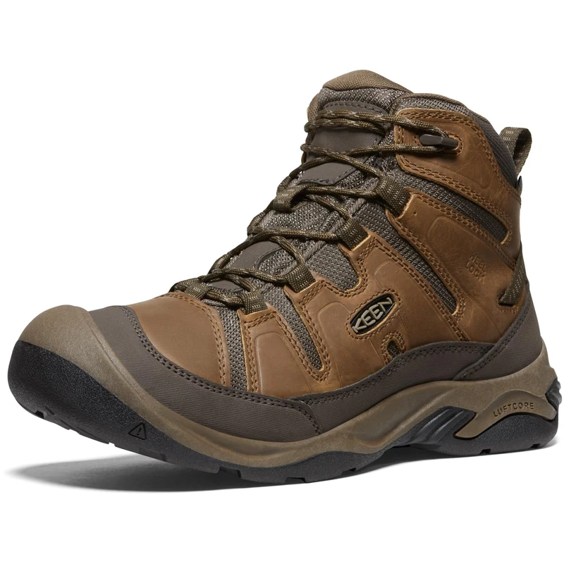KEEN Men's Circadia Mid Height Comfortable Waterproof Hiking Boots, Bison/Brindle, 7.5