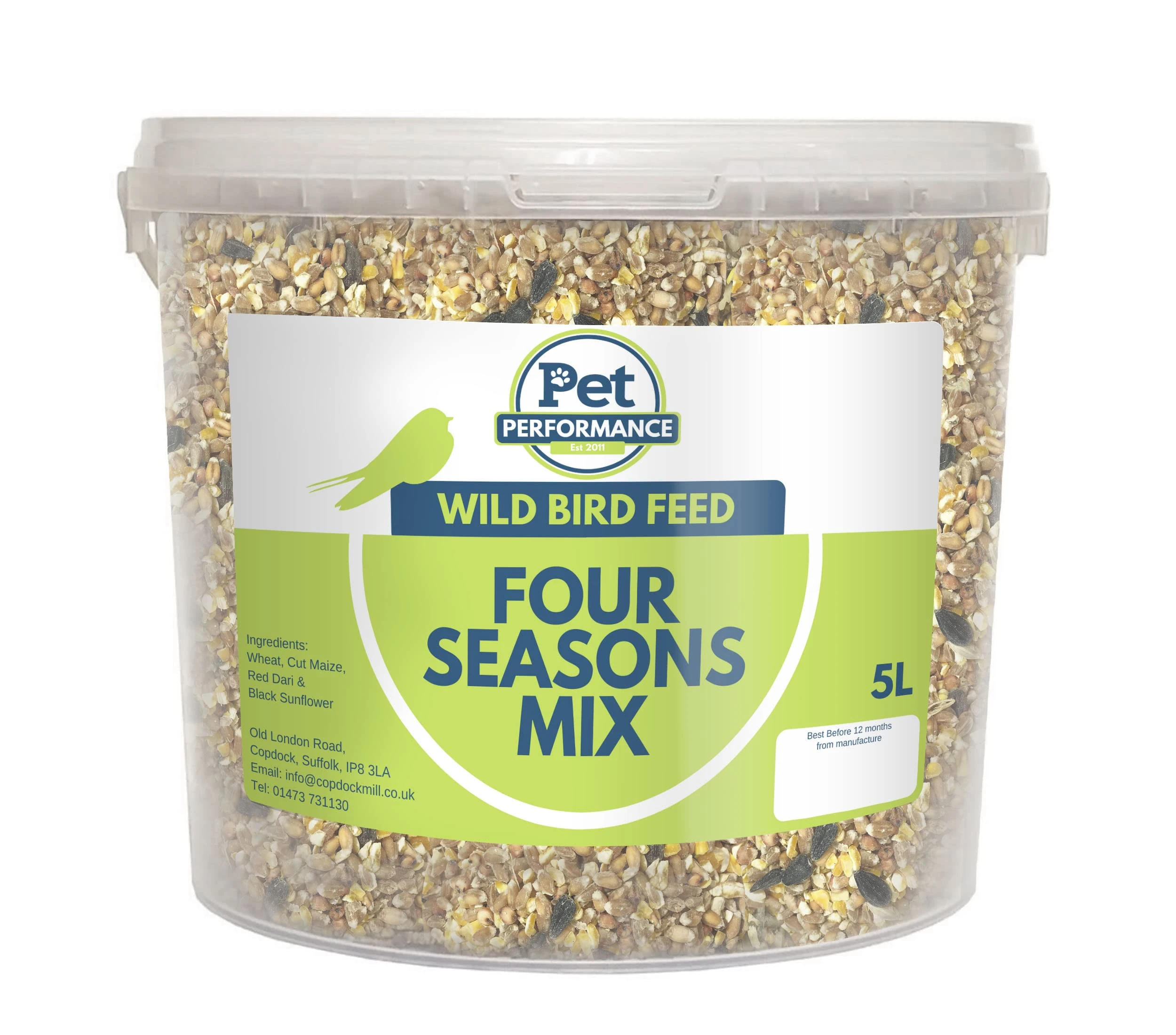 Copdock Mill Pet Performance Wild Bird Four Seasons Mix 5 Litre Tub – All Year-Round Wild Bird Seed – 100% Natural Ingredients – Suitable for All Wild Bird Species