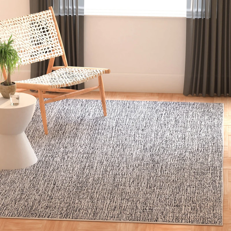 Safavieh Contemporary Rug for Living Room, Dining Room, Bedroom - Abstract Collection, Short Pile, in Black and Ivory, 91 X 152 cm