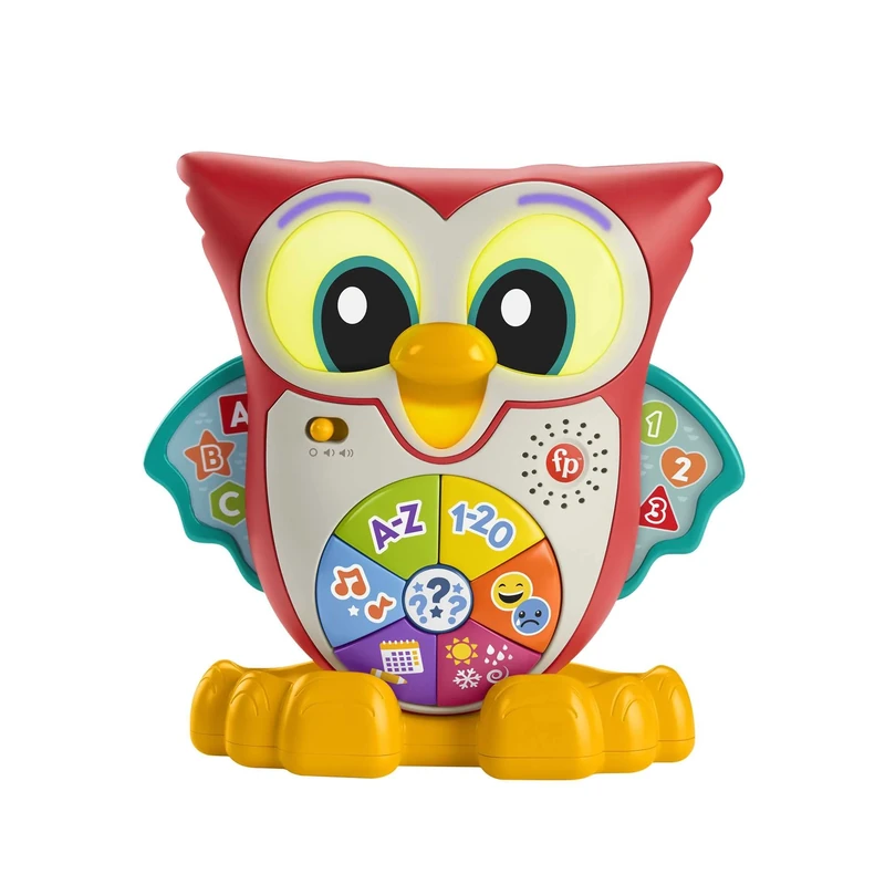 Fisher-Price Linkimals Light-Up & Learn Owl, French Version, interactive musical learning toy with lights and motion for toddlers ages 18 months and older, HMT69